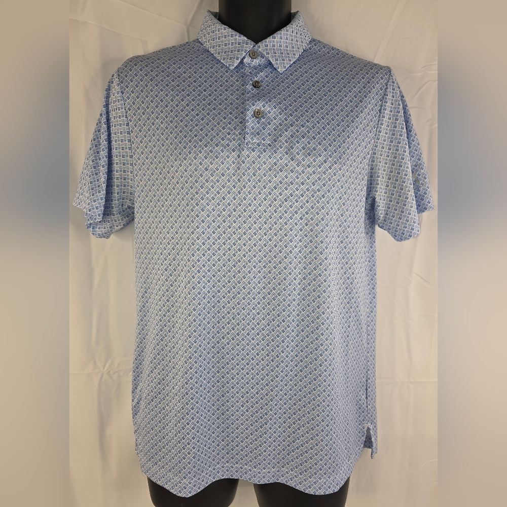 PGA Tour Pro Series Men's Blue Patterned Polo Shirt Golf Size Medium F-2062